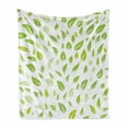 thumbnail image 1 of Leaf Soft Flannel Fleece Blanket, Various Types of Green Fresh Leaves Illustration with Garden Summer Season Graphic Design, Cozy Plush for Indoor and Outdoor Use, 70" x 90", Green, by Ambesonne, 1 of 5