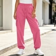 thumbnail image 4 of Fnooota Women's Joggers with Pockets, Fall Elastic Waist Drawstring Running Relaxed Fit Athletic Pants Jogger Pants Hot Pink Size 2XL, 4 of 7