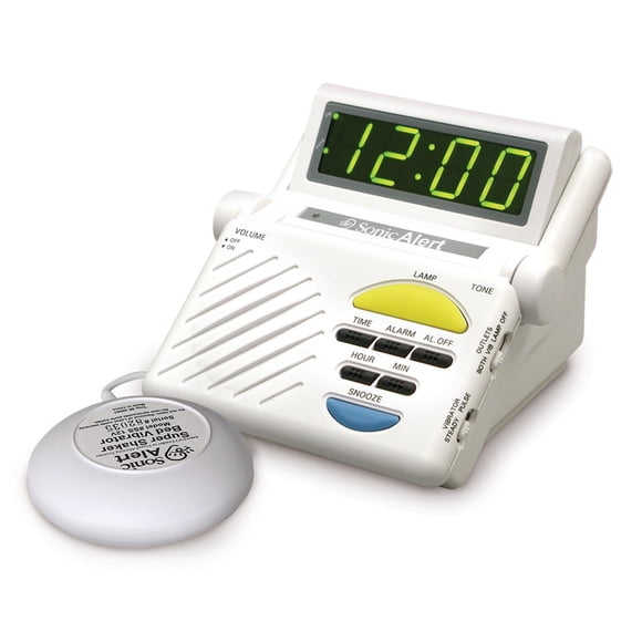 Clock Sonic Alert SB1000SS 113dB Loud Alarm, 120V Lamp
