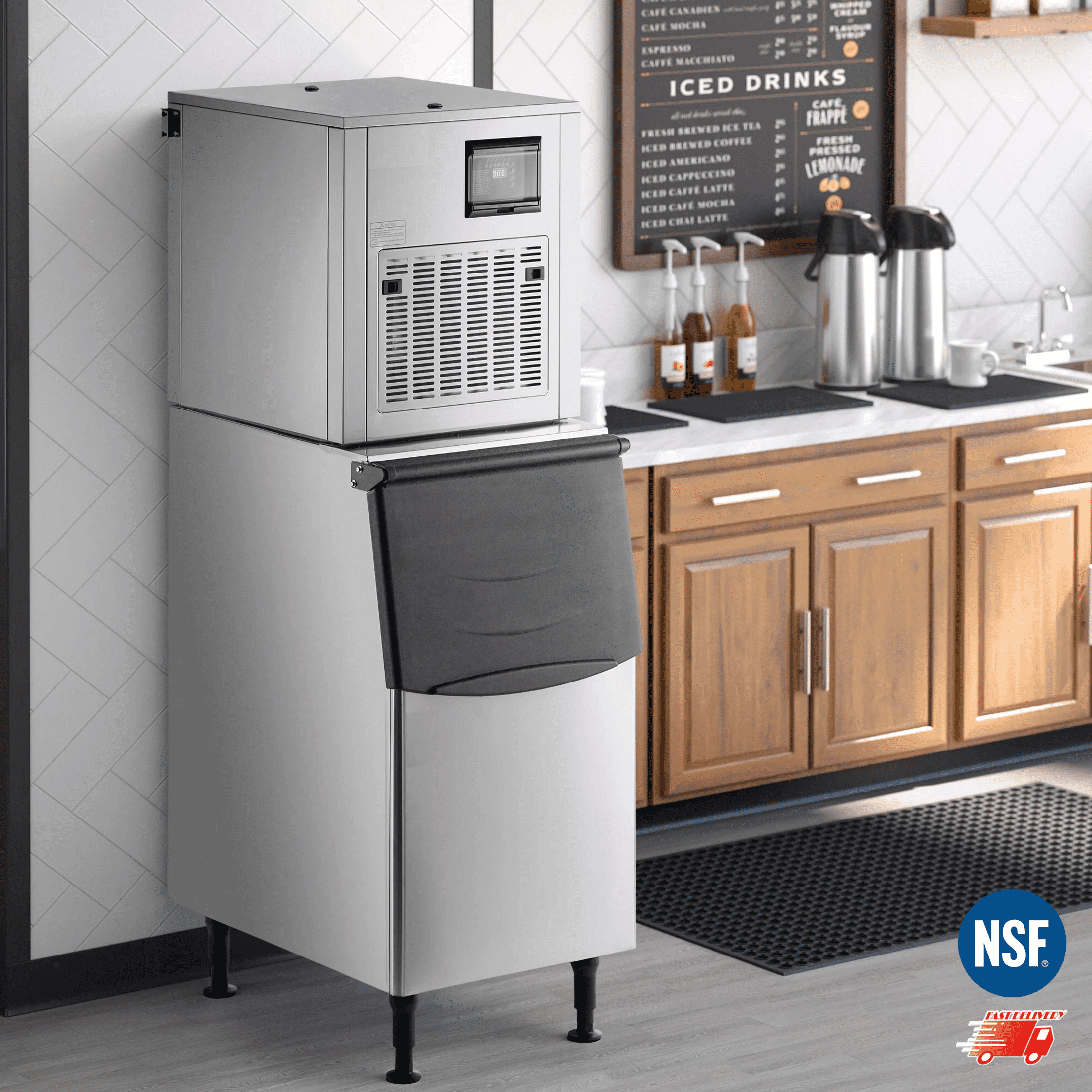 Cooler Depot NSF 550 lb Commercial Nugget Ice Maker with 275 lb Storage Bin, Model SK-559N