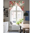 thumbnail image 4 of Cardinal Bird Swag Valances for Windows, Small Curtains Drapes, Pine Cones Poinsettia Berry Floral Beige Kitchen Window Curtains Over Sink Window Treatment Valance for Bedroom/Bathroom 56"x36", 4 of 5
