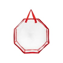 LanSuare Christmas Wreath Storage Bag, 36 Inch Clear Wreath Bag, Christmas Garland Decoration Organizers with Zipper and Reinforced Handles(Red Edge)