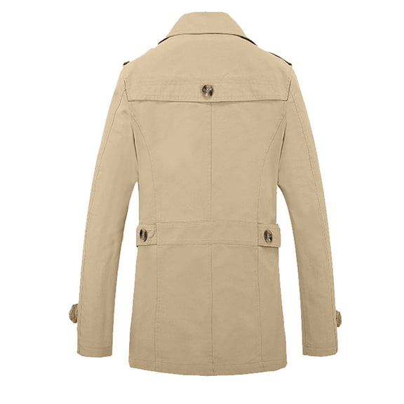 QHFBli Slim Fit Mens Trench Coat Men's Solid Color Anorak Jacket Long Sleeve Turn-Down Collar Windbreaker Coat for Autumn Beige L