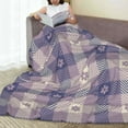 thumbnail image 6 of Rateoe Purple Floral Gingham Check Plaid Print Fuzzy Fleece Throw Blanket Extra Large,Super Soft,Fluffy and Warm Blankets for Couch,Bed,All Season Use (60"x50"), 6 of 8