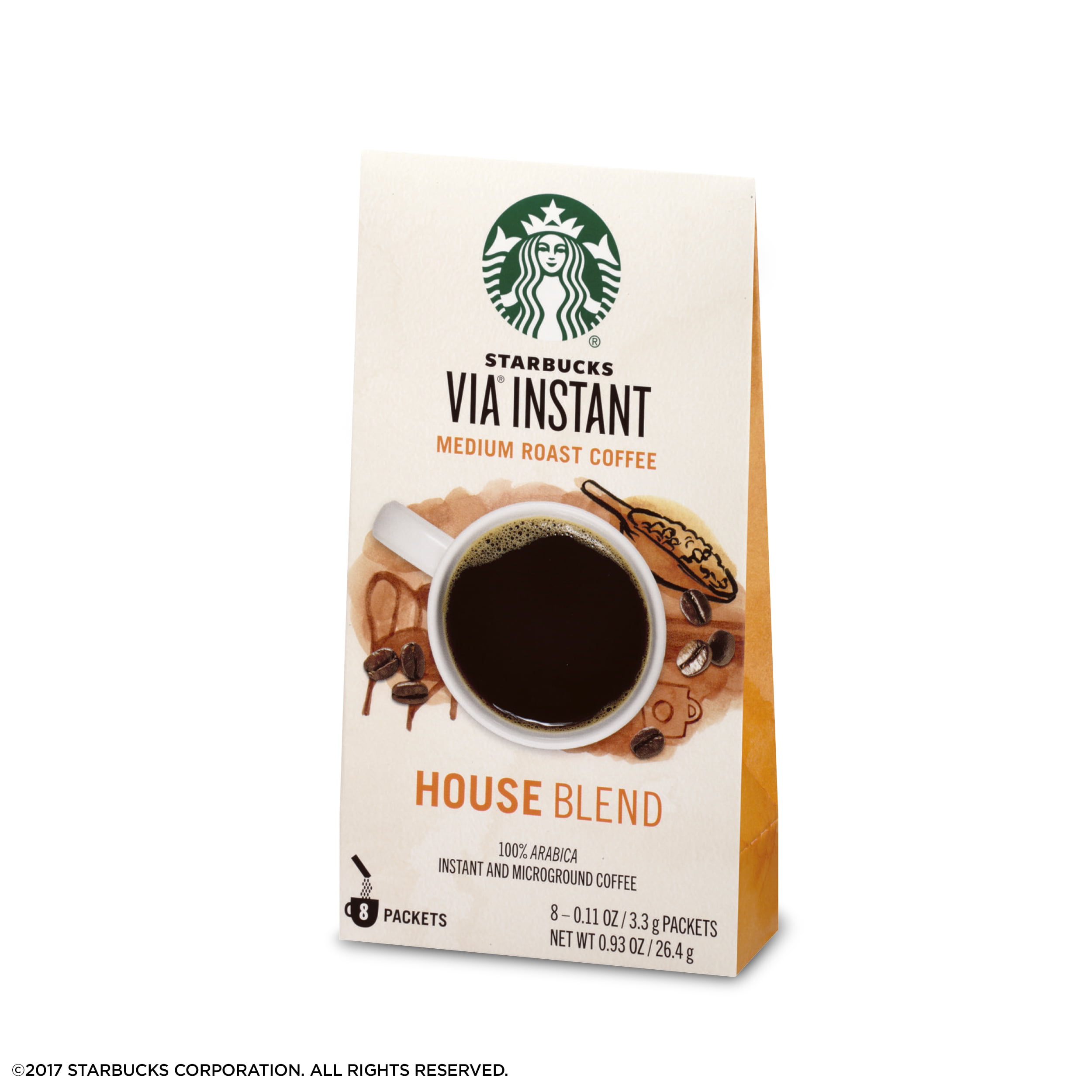 Starbucks Via Instant Coffee Medium Roast Packets House Blend 1 Box 8 Packets Walmart Com Walmart Com