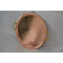 Coffee Serving Tray with Brass Handles, Hammered Copper Round Serving Tray, Stylish Display Board, 16 "W x 3 "H x 16 "D, Coffee Table Decoration for Livingroom Diningroom
