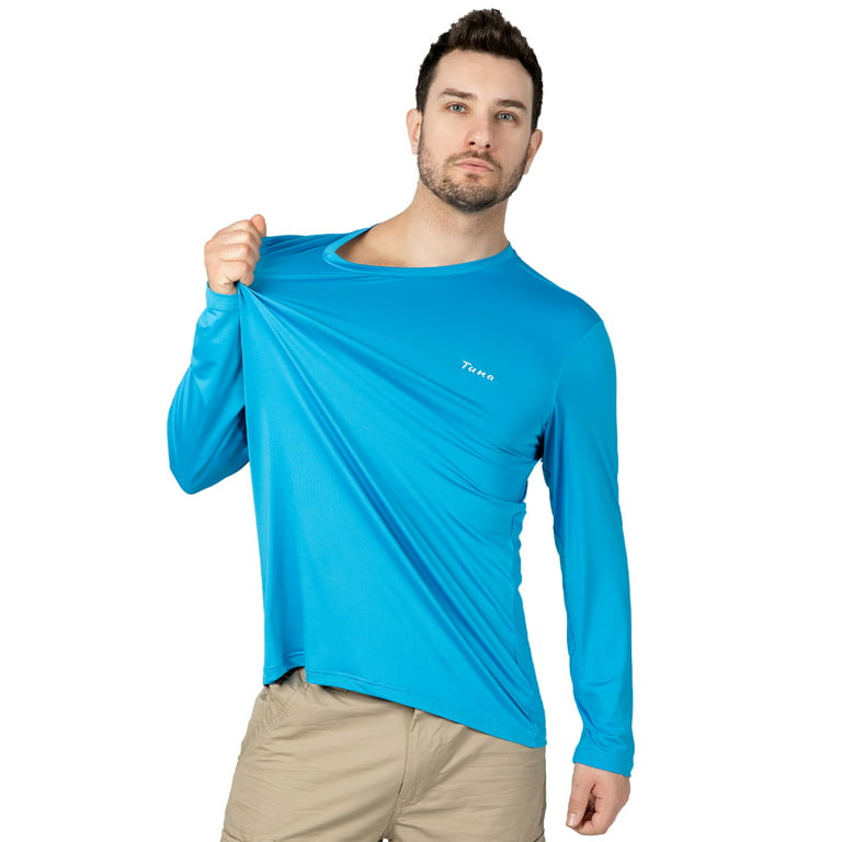 Sun Protective UPF50+ Long Sleeve Polo Shirt for Men Sky Blue