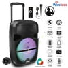 iNOVA Wireless Speaker Portable PA Karaoke System with Wired Microphone 15" Subwoofer Sound System With DJ Lights Remote Control