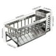 thumbnail image 3 of Organizador de fregadero con bandeja de drenaje y toallero | Soporte para esponja, jabón y cepillo sin taladro | Almacenamiento de encimera de acero inoxidable | Incluye tubo para utensilios, 3 of 6