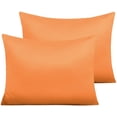 thumbnail image 1 of Zippered Satin Pillow Cases for Hair and Skin, Luxury Standard Hidden Zipper Pillowcases Set of 2, 20 x 26 Inches, Orange, 1 of 7