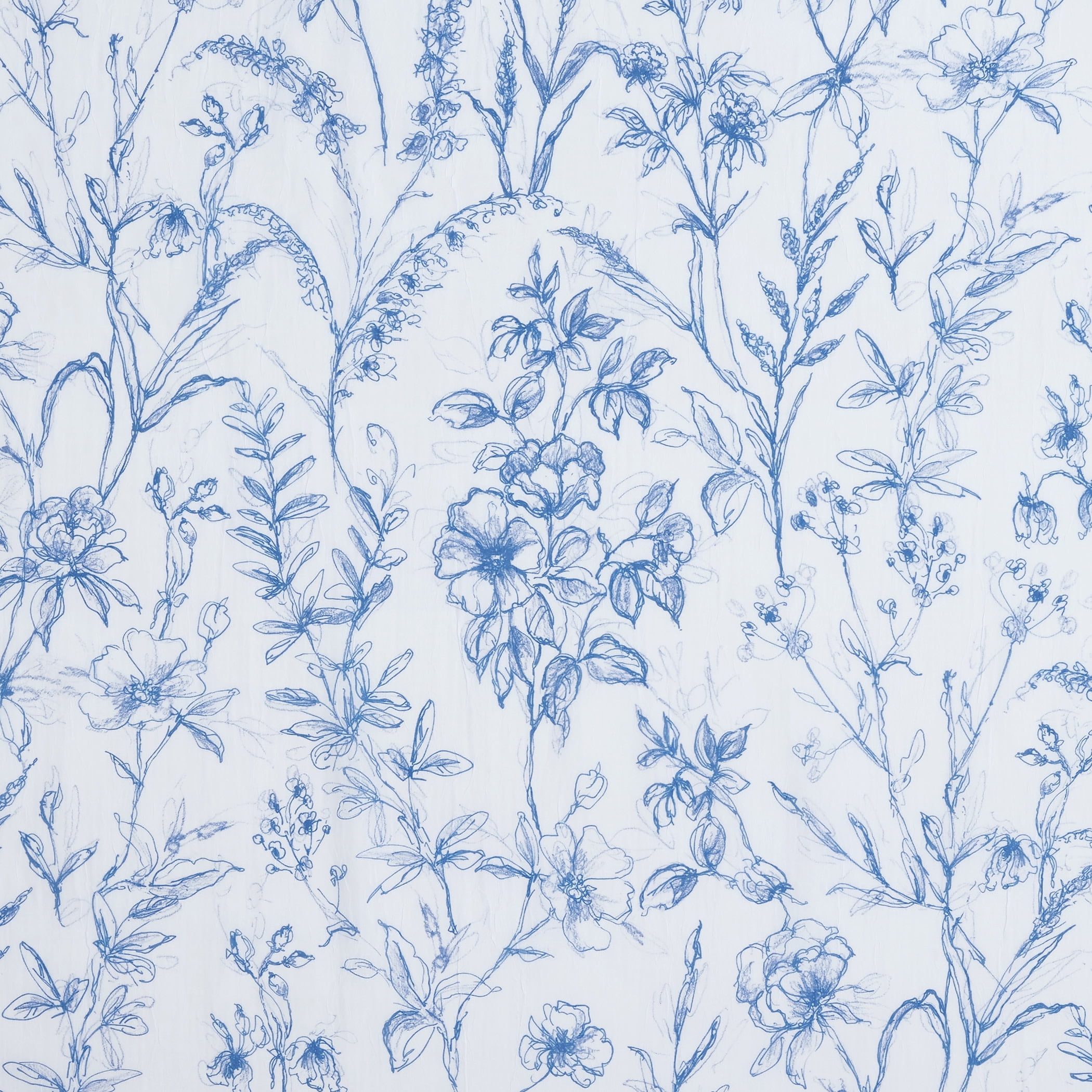 No. 918 Ambree Vintage Floral Sheer Rod Pocket Curtain Panel, 51"x84", Chinoiserie Blue