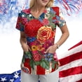 thumbnail image 2 of GEWSEY Scrubs for Women Patriotic Nurse Shirt 4th of July Plus Size V Neck Short Sleeve Scrub Top American Flag Nursing Tops (Red, L), 2 of 8