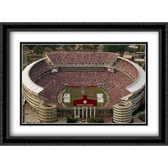 University Of Alabama, Bryant-Denny Stadium 2x Matted 32x26 Large Black Ornate Framed Art Print by Mike Smith