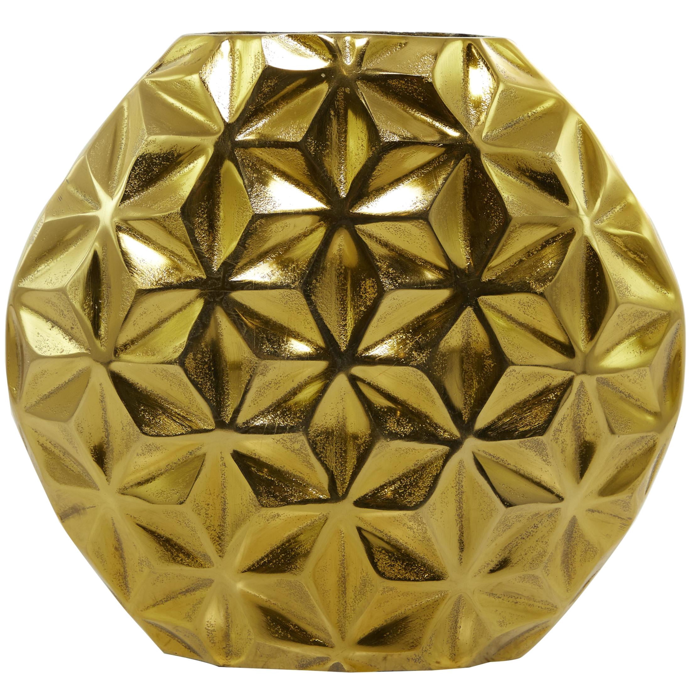 CosmoLiving by Cosmopolitan 13" Geometric Faceted Gold Aluminum Metal Vase