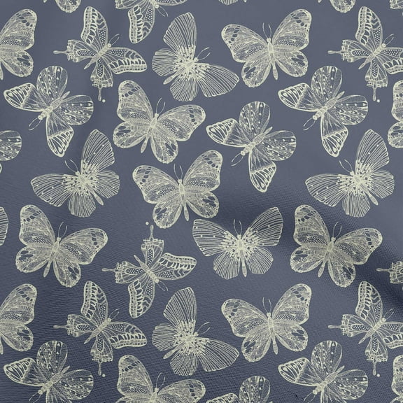 oneOone Cotton Poplin Gray Fabric Butterflies Sewing Material Print Fabric By The Yard 56 Inch Wide-O6