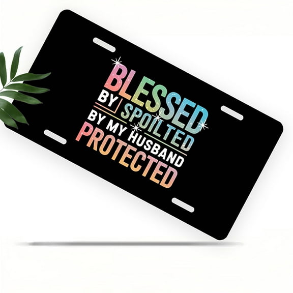 License Plate, Colorful Blessing Quote Decorative Front,Personalized Stainless Steel License Plate Cover For Men Women,12.2" X 6.2"