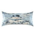 thumbnail image 3 of Satin Pillow Case Standard Silk Pillow Cover for Hair and Skin Envelope Closure Blue Floral Snowman 20"x26", 3 of 9