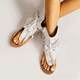 thumbnail image 3 of Sandalias femeninas estilo europeo y americano retro borla plana sandalias con punta hueca de gran tamaño, 3 of 4