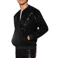 thumbnail image 4 of INSPIRE CHIC Argyle Sequin Baseball Jacket for Men's Party Club Shiny Bomber Jacket, 4 of 4
