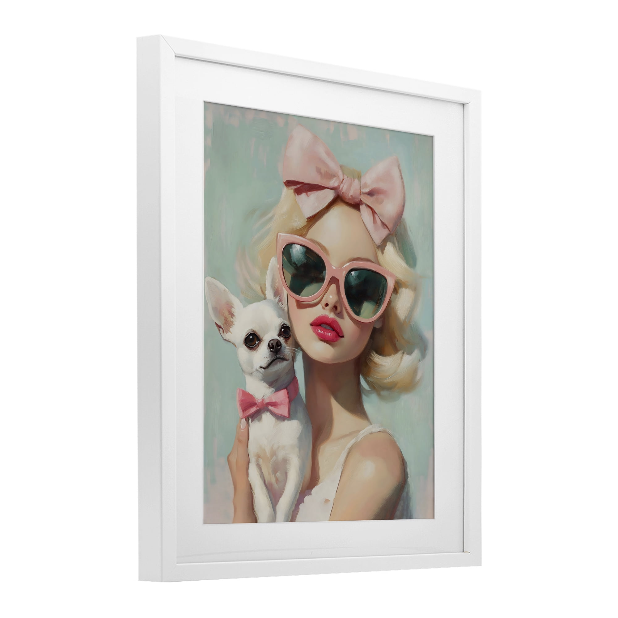 Stupell Industries Girl with Chihuahua White Framed Print Under Glass, design by The Prints Vibe