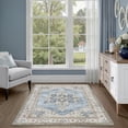 thumbnail image 3 of Toyoso 3x5 Machine Washable Area Rug, Soft Polyester Retro Floral Medallion Rug, Non-Slip Vintage Printed Accent Carpet for Kitchen Bedroom Entryway, Light Blue, 3 of 7