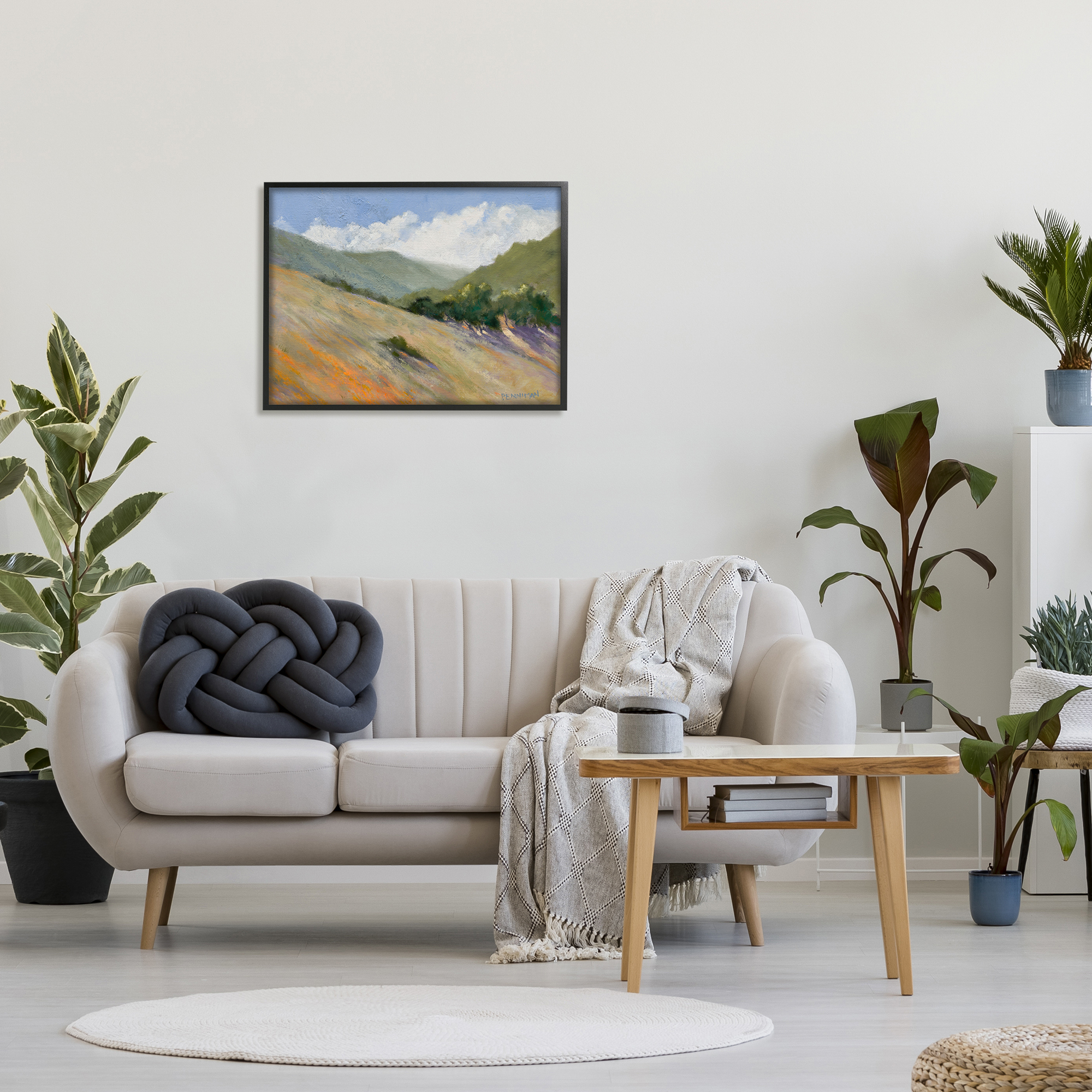 Stupell Sloped Nature Modern Landscape Landscape Painting Black Framed Art Print Wall Art