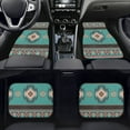 thumbnail image 2 of Renewold Front and Rear Car Floor Mats 4 Pieces Auto Carpet All Weather Protection Non-Slip Rubber Backing Universal Fit for Car Truck Sedan SUV, Southwest American Tribal Teal Pink, 2 of 7