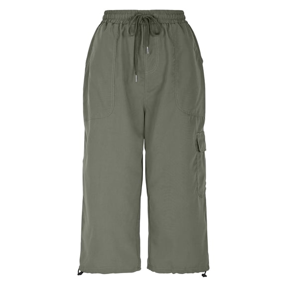 SwiftWear Women's Utility Capri Pants with Side Pockets - Drawstring Waist Cargo Capris, Lightweight Breathable Workwear Cropped Pants S-2XL​