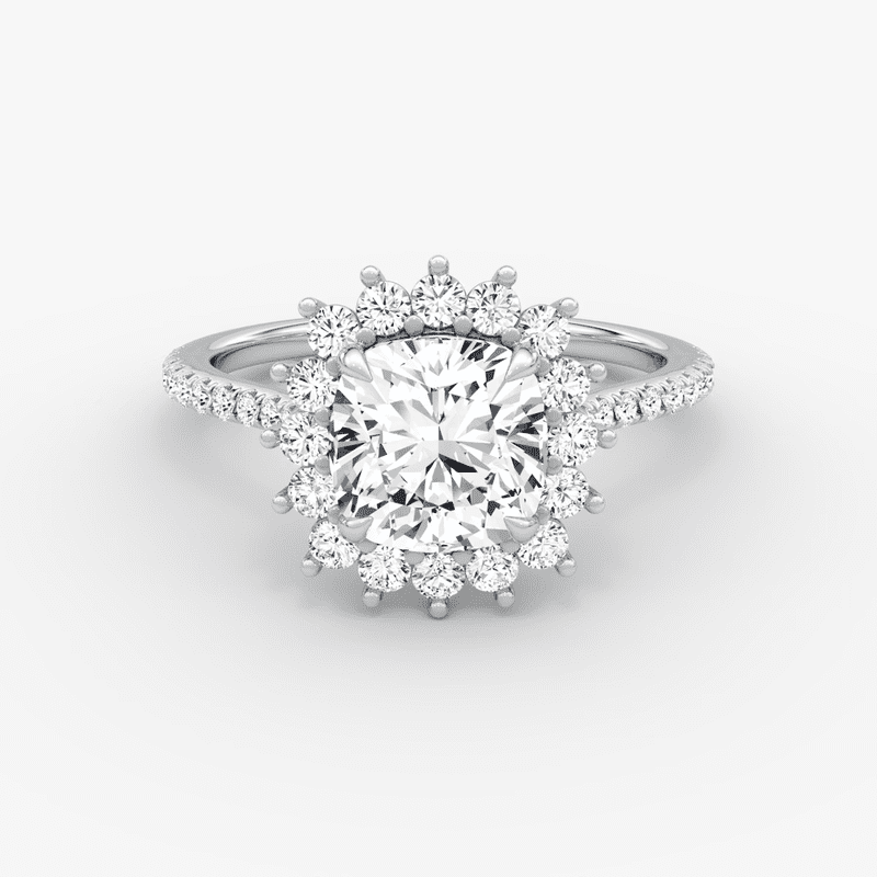 1.5CT Cushion Cut IGI Certified Lab Grown Diamond Cushion Halo Engagement Ring 925 Sterling Silver for Women