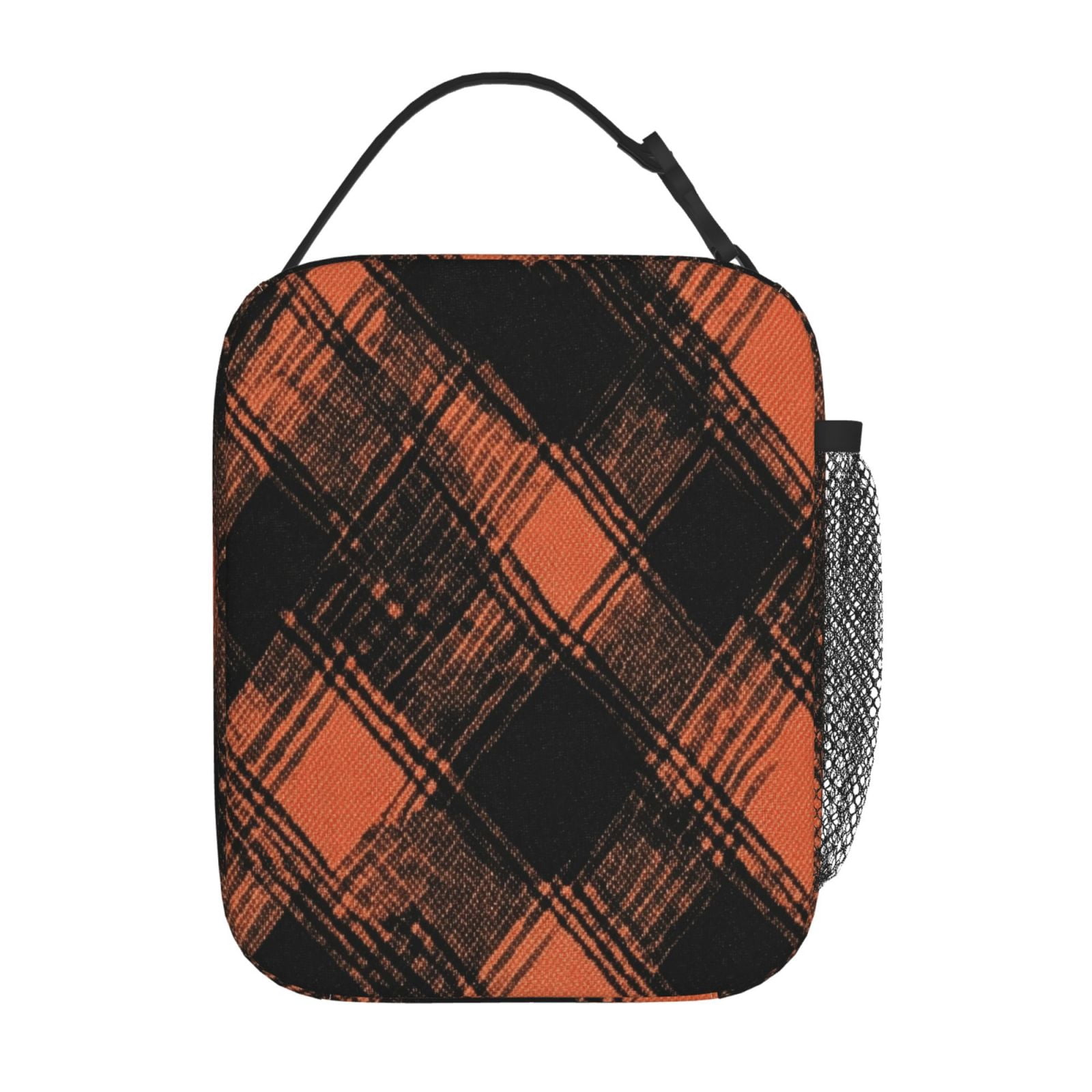 Lunch Bag For Women Men Insulated Portable Lunch Box Bento Box Office Picnic Travel Cooler Bag Argyle Plaid Darksalmon_1