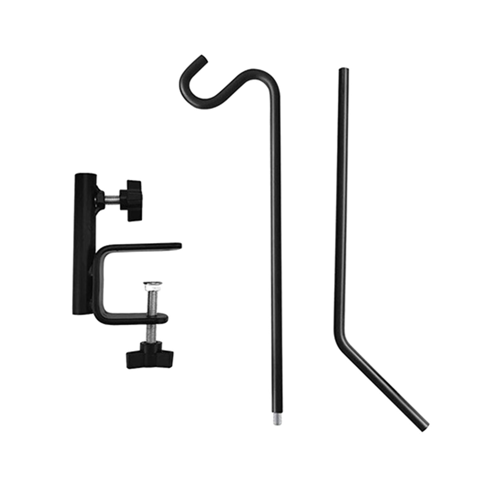 Deck Heavy Duty Hook, Single Piece Solid Rod with Non-Slip Clamp for Bird Feeders, Planters, Suet Baskets, Lanterns, Wind Chimes, Potted Plants（Black）