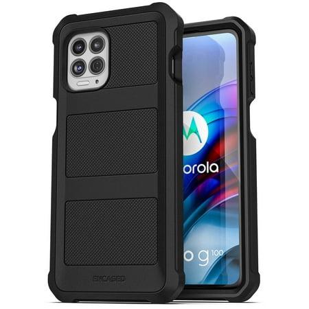 Encased Falcon Designed for Moto G100 Case, Protective Heavy Duty Full Body Phone Case for Motorola G100 (Black)