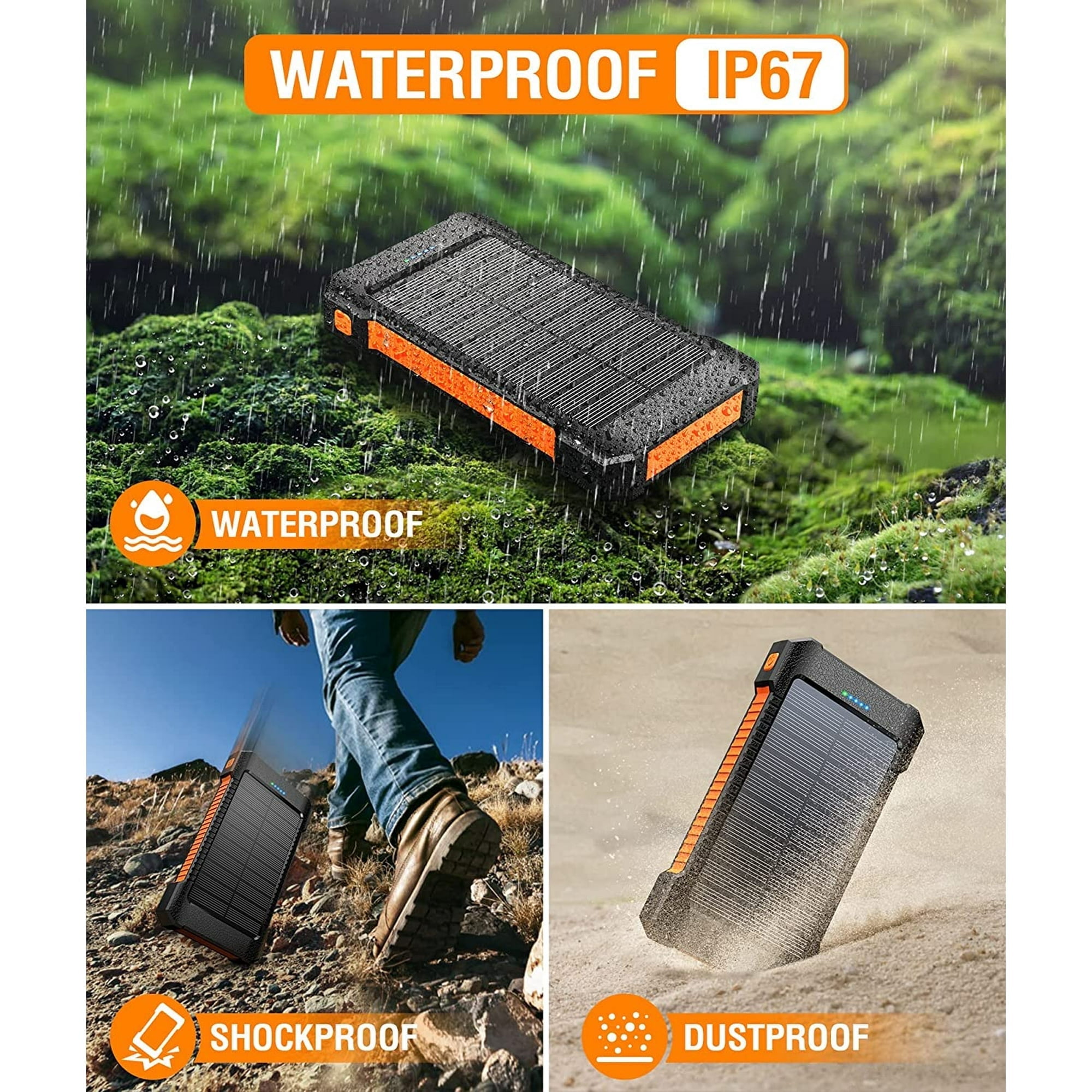 JIUMESS 26800mAh Solar Power Bank, USB Portable Solar Charger Compatible for iPhone, Android Phone