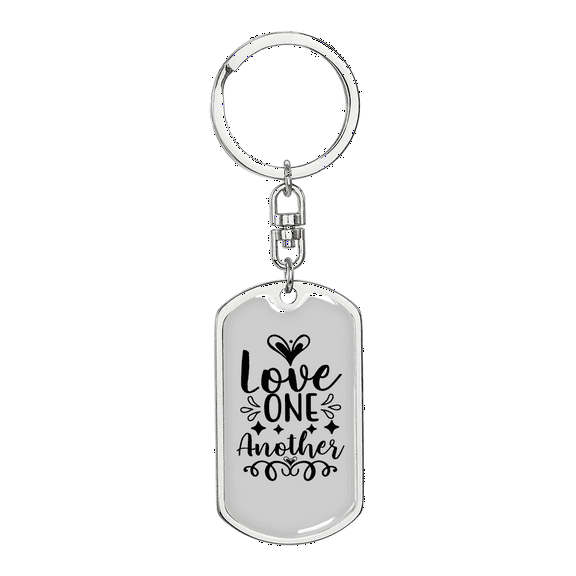 Love One Another Christian Stainless Steel or 18k Gold Premium Swivel Dog Tag Keychain