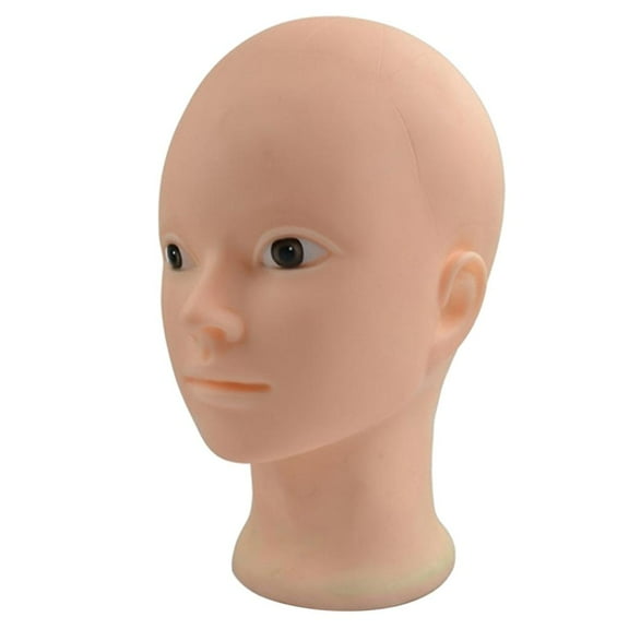 Professional 21'' Silic Practice Training Bald Head Cosmetology Doll Head for Extension Grafting Makeup