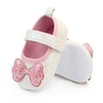thumbnail image 2 of Zanarzt Baby Flats Baby Girls Mary Jane Leather Bowknot Pincess Prewalker Christening Baptism Crib Shoes Pink,US 6, 2 of 5