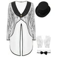 thumbnail image 5 of iiniim Women Magician Cosplay Sequin Tailcoat Circus Showman One-Button Tuxedo Jacket Outfits Silver L, 5 of 7