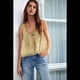 thumbnail image 5 of Blusas de Verano Bohemias con Lazo Frontal para Mujer, Blusas Playeras de Encaje con Botones, Sin Mangas, de de , Y2k 2025, Amarillas, S, 5 of 6