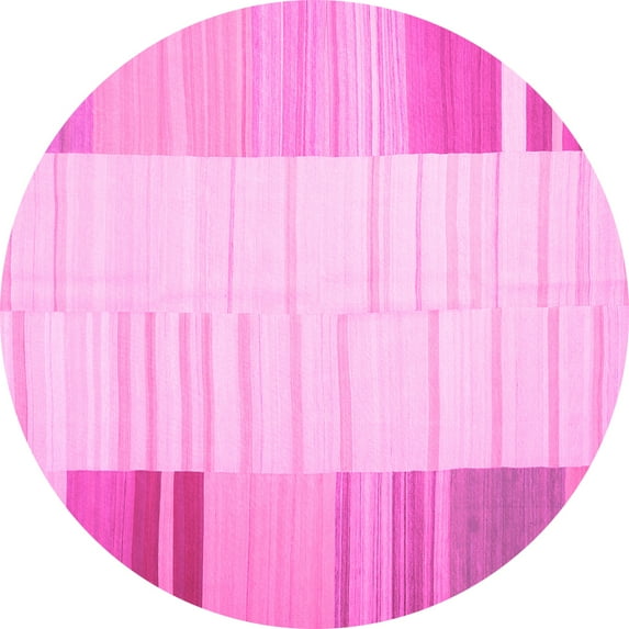 Ahgly Company Indoor Round Abstract Pink Contemporary Area Rugs, 3' Round