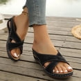 thumbnail image 4 of DIVVce Crisscross Cutout Wedge Slide Sandals For Women Open Toe Slip On Comfort Stitched Casual Footwear, 4 of 6