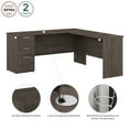 thumbnail image 3 of Bestar Ridgeley 65"W L-Shaped Corner Desk With Storage, Medium Gray Maple, 3 of 6