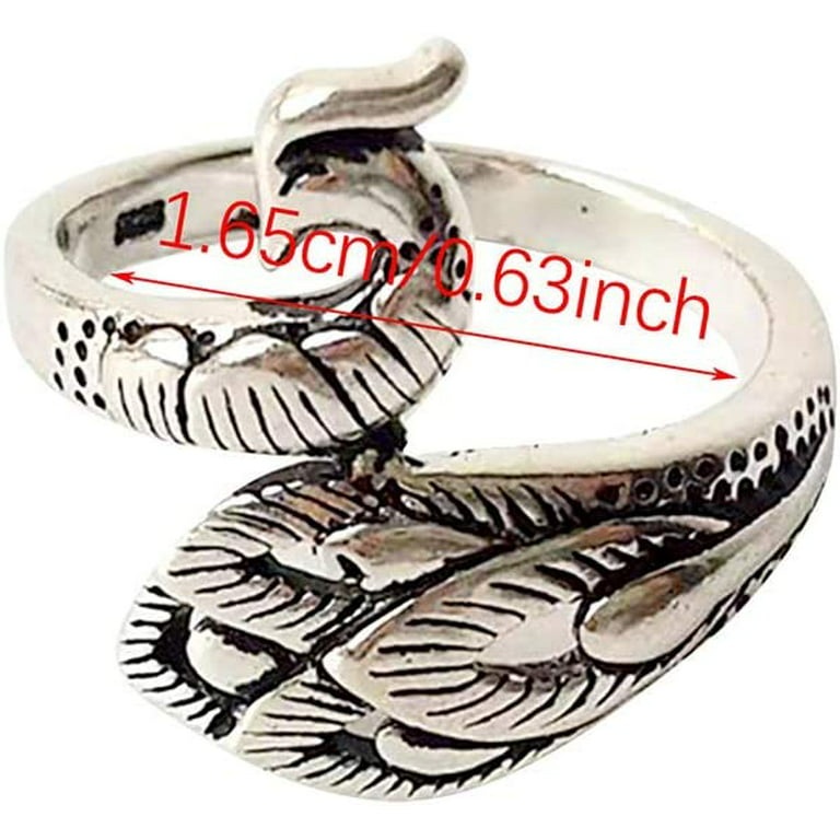 Peacock Open Ring Knitting Loop Rings Decorative Ethnic Style Crochet  Finger 925 Sterling Silver - AliExpress