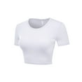 thumbnail image 2 of Women Rib Casual Slim Fit Short Sleeve Crew Neck Basic Crop T Shirt Top, 2 of 5