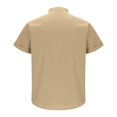 thumbnail image 6 of JXMVOJ Men's Casual Fashion Solid Short Sleeve Stand-up Collar Button Top Blouse Polyester Summer, 6 of 7