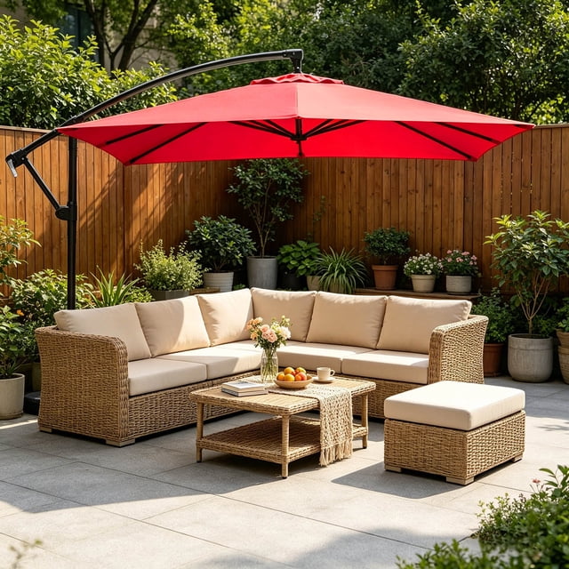 Parasol Rectangulaire de Remplacement pour Patio avec Protection pour Jardin, Cour, Marché