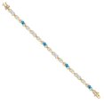thumbnail image 3 of Gem Stone King 18K Yellow Gold Plated Silver White Moissanite and Swiss Blue Topaz and Lab Grown Diamond Bracelet for Women | 4.21 Cttw | Gemstone Birthstone | Oval 6X4MM | Length 7.25 inches, 3 of 7