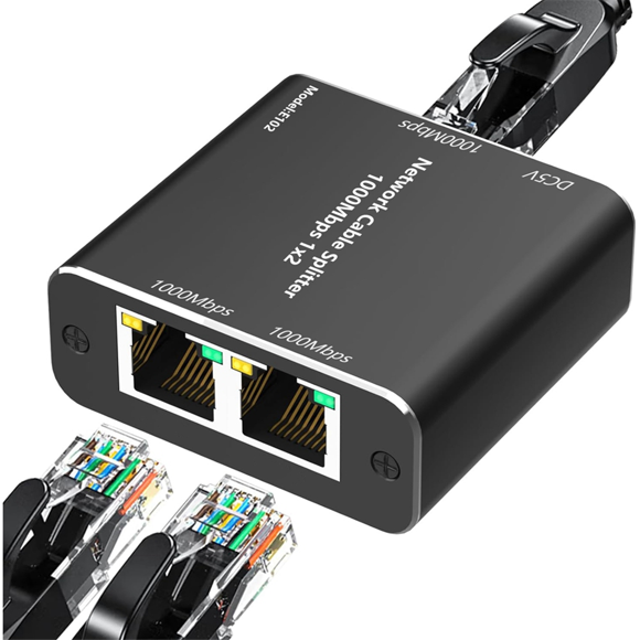 RJ45 Splitter Connector Adapter Gigabit Network Splitter 1 to 2 Ethernet Splitter Network Cable Splitter