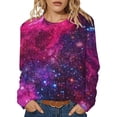 thumbnail image 5 of IWRICH Women's Long Sleeve Crew Neck T Shirts Space Printed Tees Causal Fashion Rave Clothes 07-Purple XL, 5 of 5
