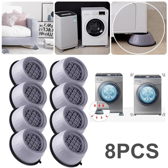 8 Pack Anti Vibration Washing Machine Pads Rubber Non Slip Feet Shock Absorber Base Mats for Washer Dryer Noise Reduction Stability Floor Protection Anti Walk Support Pads