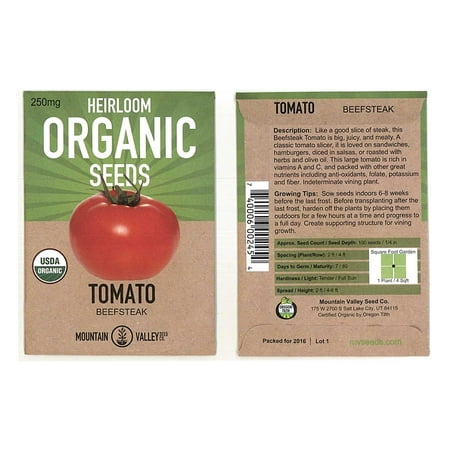 Tomato Garden Seeds - Beefsteak (Ponderosa Red) - 250 mg Packet - Non-GMO, Organic Vegetable Gardening (Best Organic Vegetable Seeds)